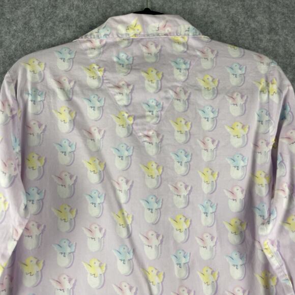 Nick and Nora Pajama Top Womens Small Purple Chick Egg Pastel Cotton Easter - Picture 9 of 12